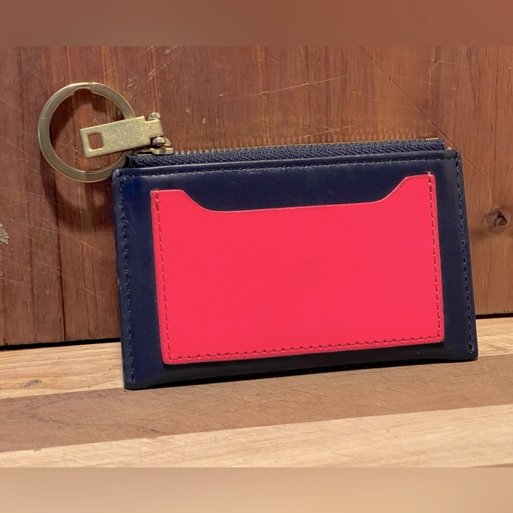 J Crew Leather Cardholder Wallet with Keychain